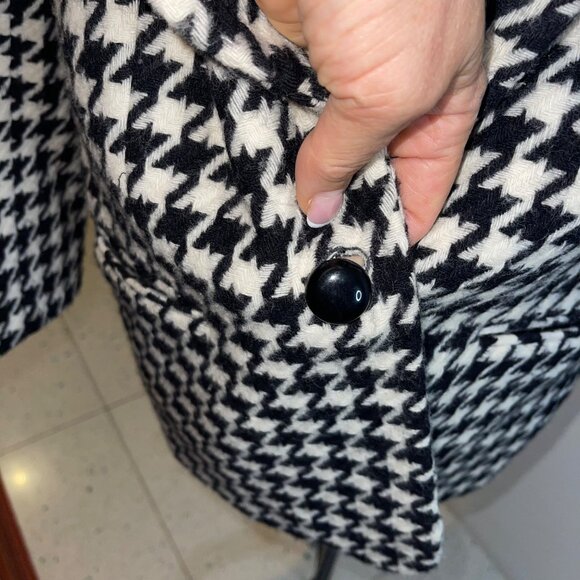 Giorgio di Sant Angelo Vintage Womens Jacket Size L Black Houndstooth Pure Wool - Picture 4 of 8